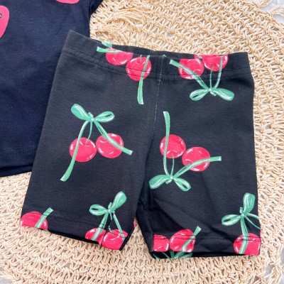 Conj. Blusa Cherie e Short - Preto e Vermelho Cereja